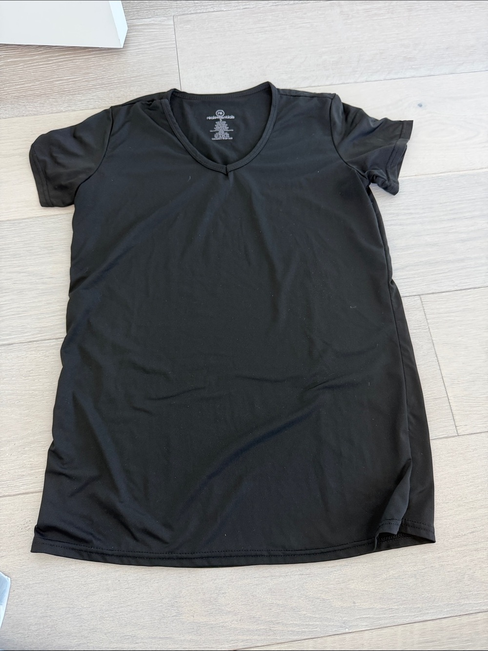 Essentials Black Tee with White Printed Logo and Care Label